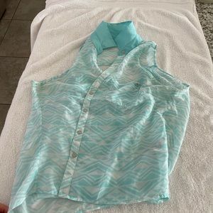 Flowy tank top collared shirt/blouse